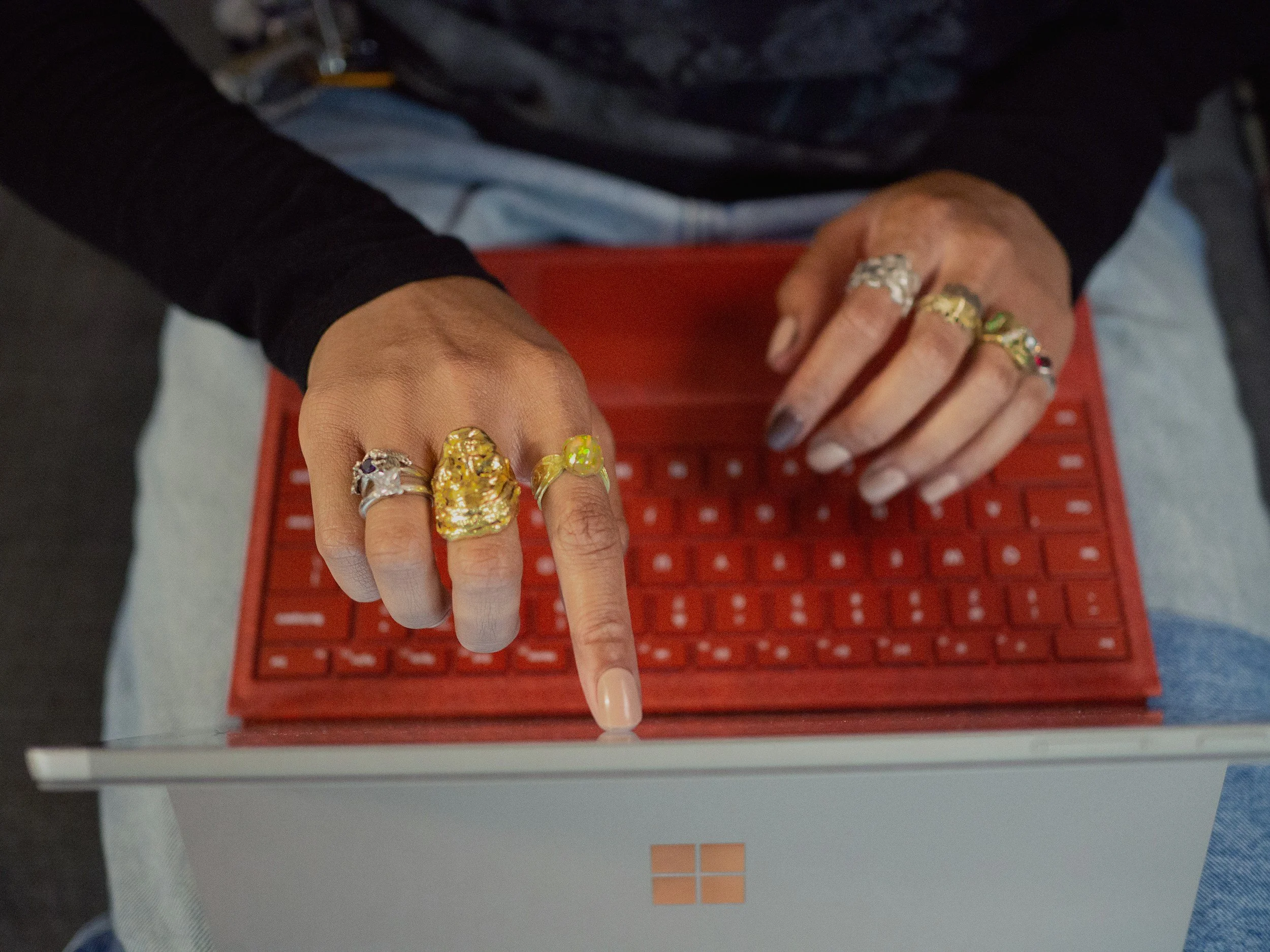 Woman typing on laptop