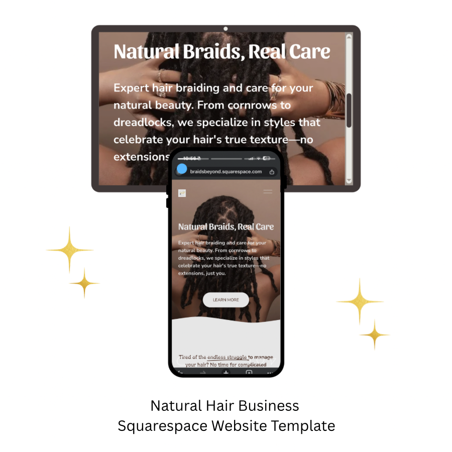 Squarespace Template for Natural Hair Braiding or Dreadlocks Business