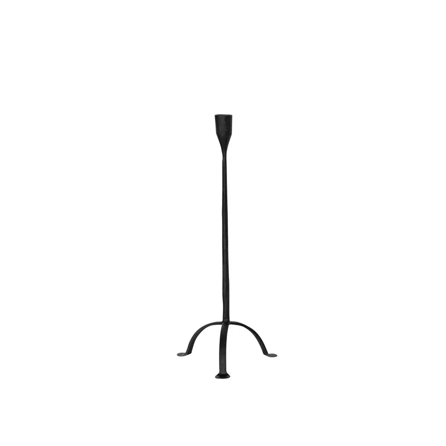 Hand-Forged Cast Iron Footed Taper Holder - 16"