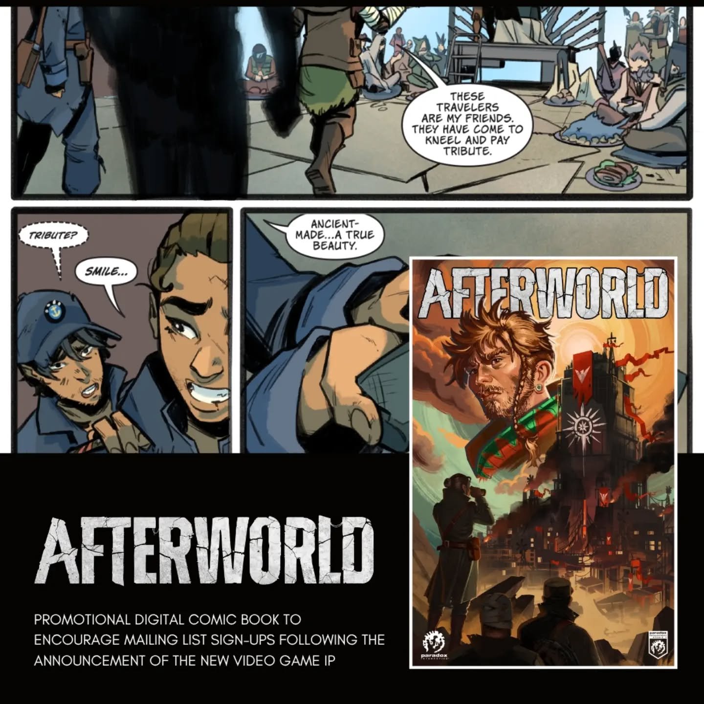 Following our collaboration on Crusader Kings III, Paradox Interactive approached Dead Good Comics about developing a comic book based on its first original setting in over a decade.

Afterworld is a grand strategy game set in an original post-apocal