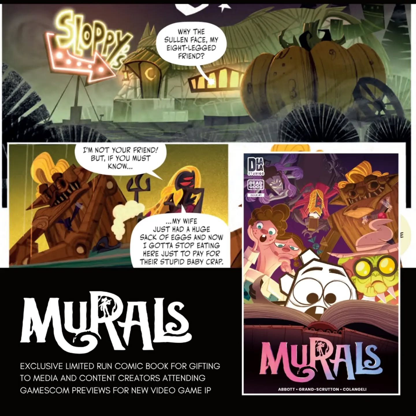 Following a marketing conference fireside chat with DGC&rsquo;s publisher about producing comic books for video game IP, Dead Good Comics was approached by Dlala Studios.

Murals is an original action-adventure game from the UK development studio beh