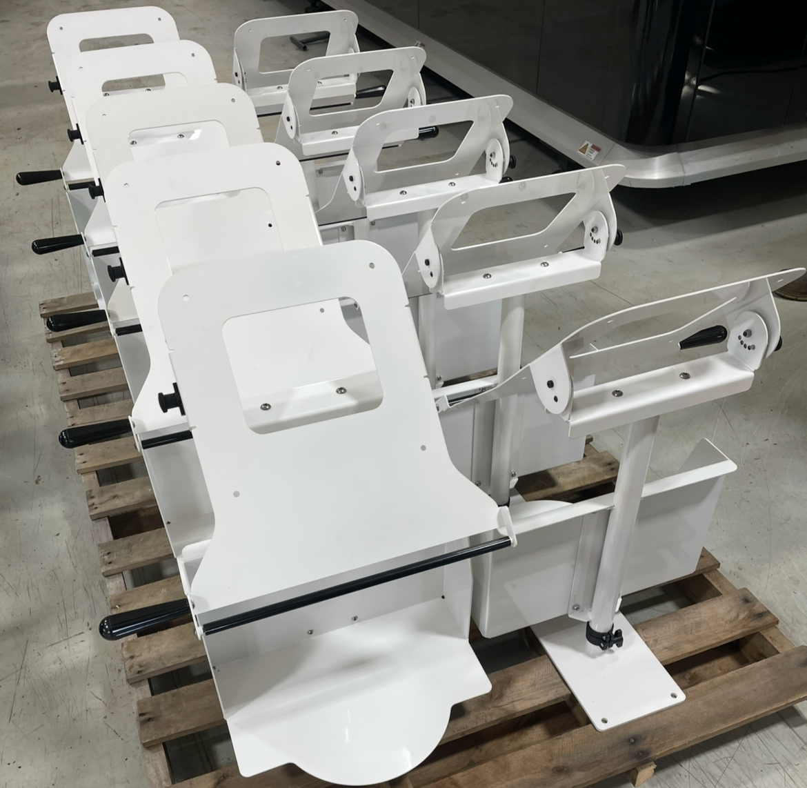 Custom designed machine stands built at Liquid Metalworks in New Jersey