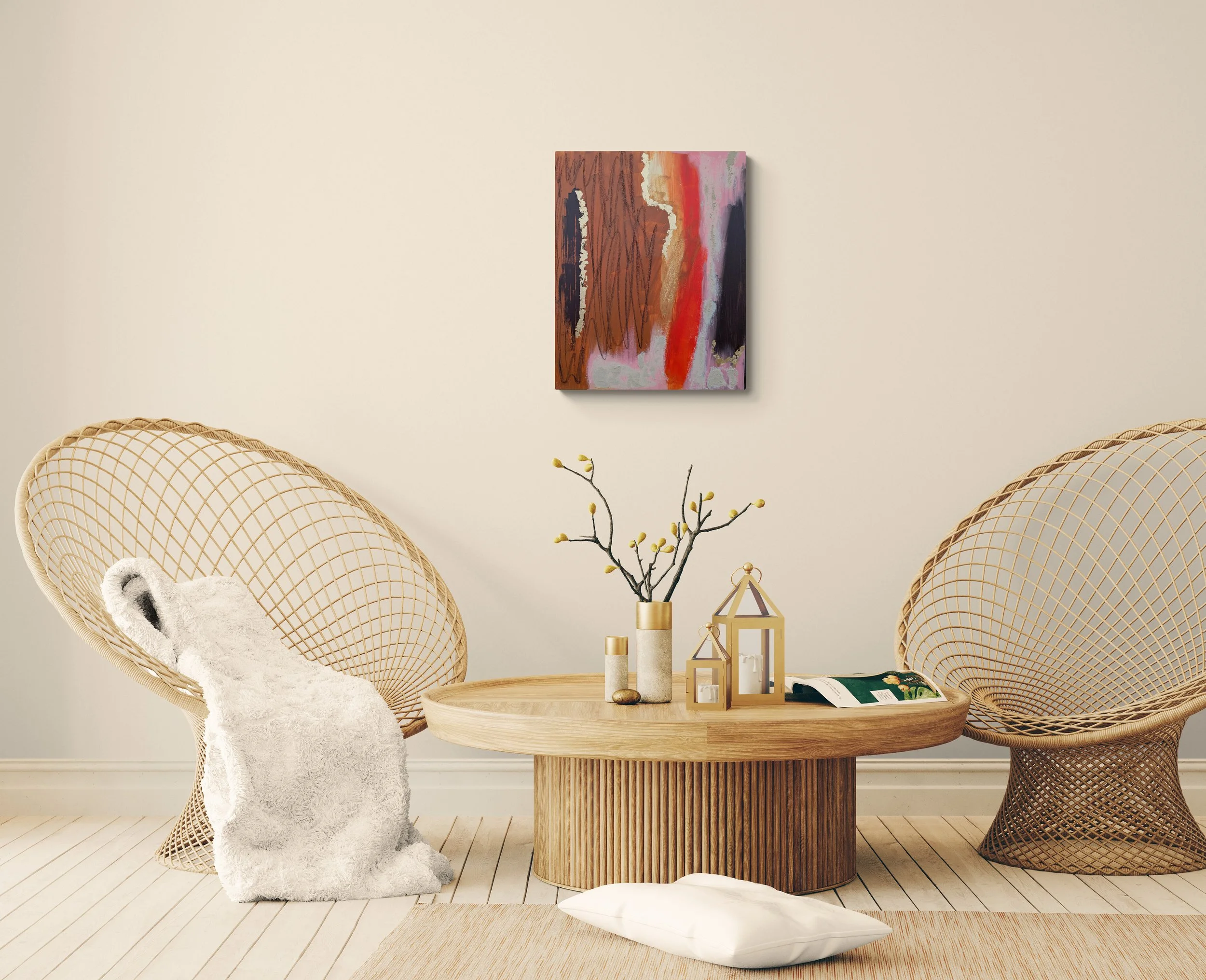 Fractured Ember – 16×20 Abstract Acrylic Painting (Unframed)