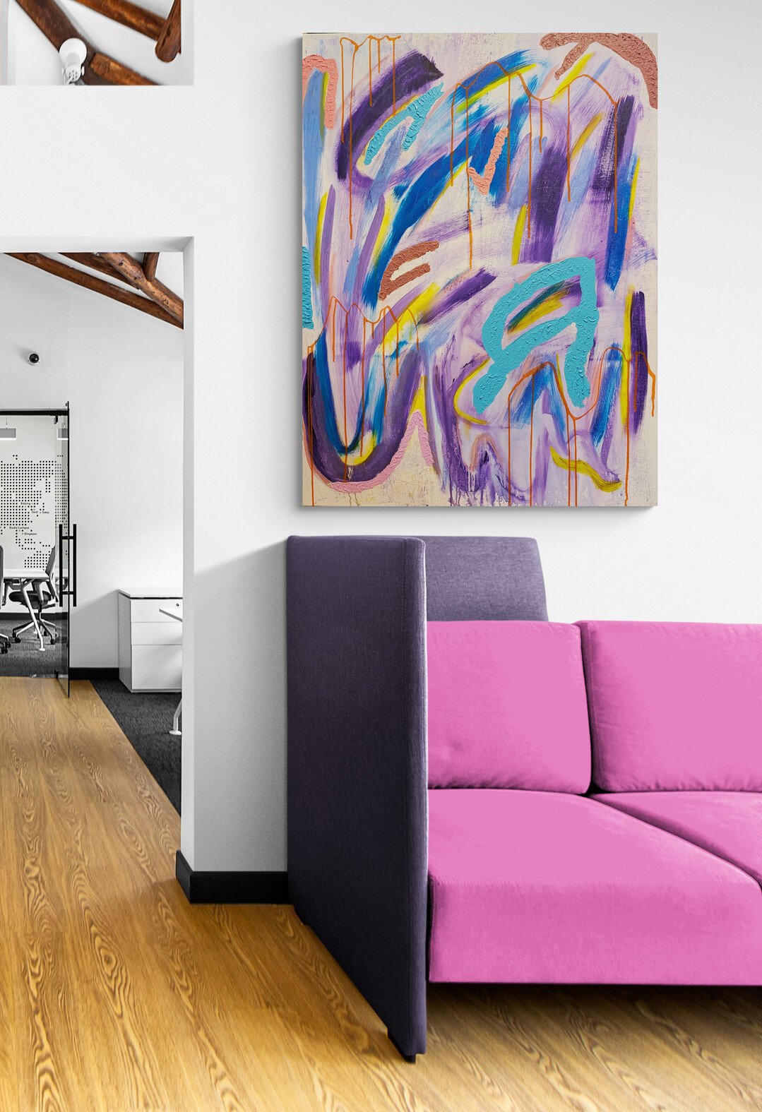 Color Outside the Lines — Original Abstract Painting (36 × 48) UNFRAMED