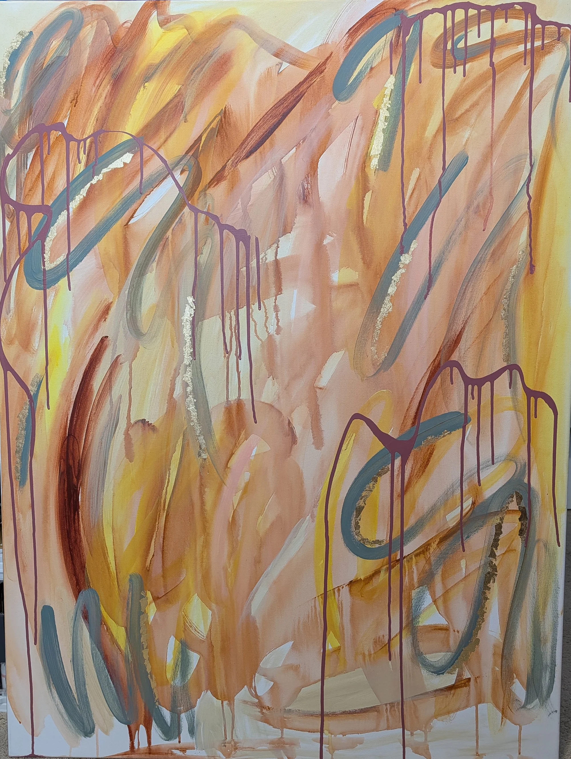 Held by the Sun — Original Abstract Painting (36 × 48) UNFRAMED