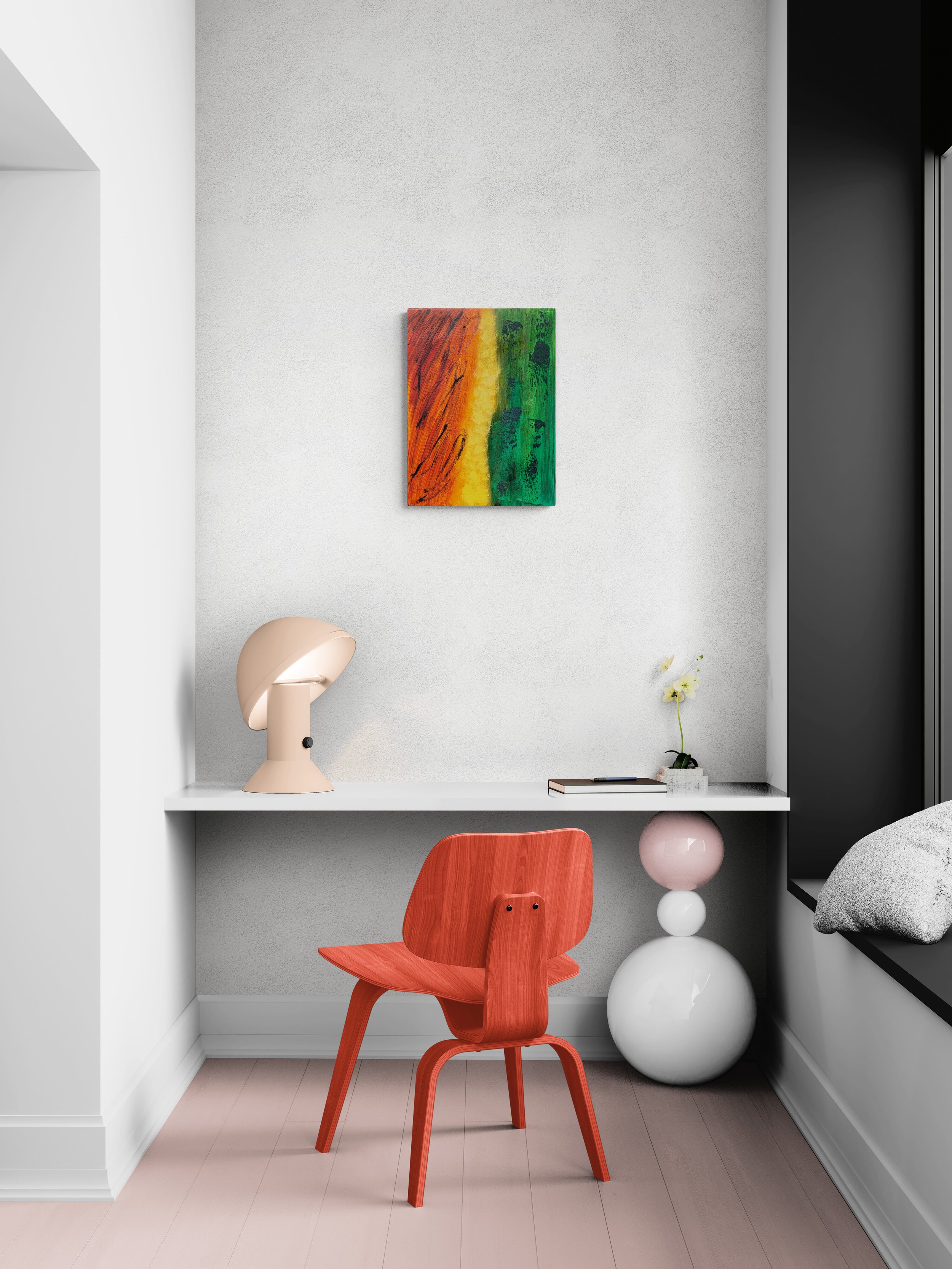 Where Fire Meets Forest – 12×16 Abstract Acrylic Painting (Unframed)