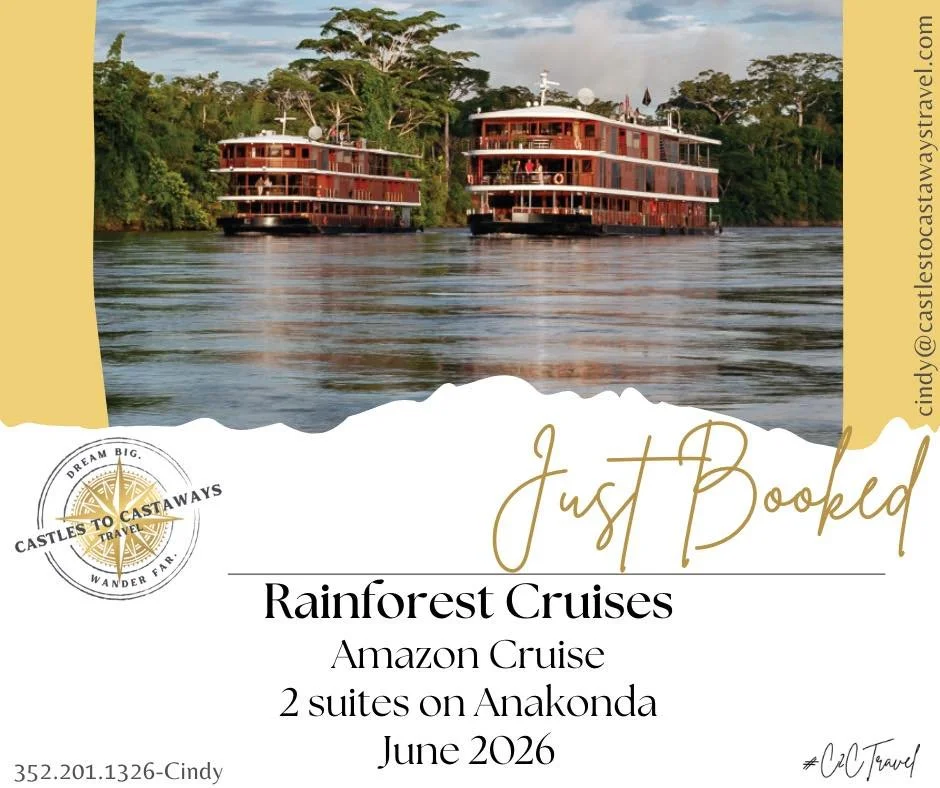 Just Booked

Another incredible adventure is officially on the calendar!!

Cindy just helped her clients secure an unforgettable Amazon River Cruise through the breathtaking rainforest with Rainforest Cruises.

From winding waterways and lush jungle 
