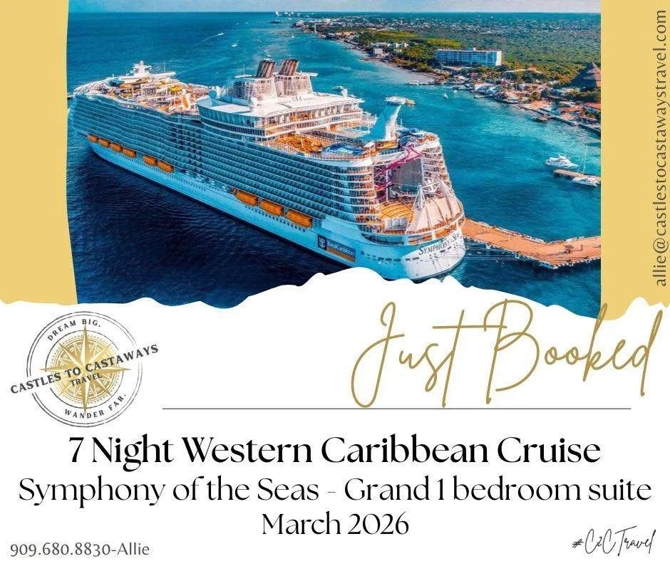 Just Booked!

This unforgettable cruise was booked by Allie for March 2026 on a 7 night Western Caribbean sailing aboard Royal Caribbean&rsquo;s Symphony of the Seas 🌊🚢

The clients will be sailing in a Grand 1 Bedroom Suite, enjoying spacious acco