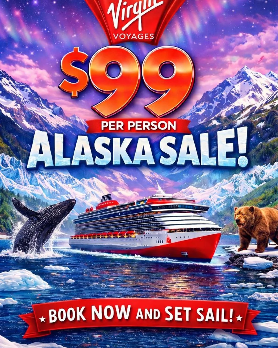 ALASKA from $99 Per Sailor, Per Night!

Yes. You read that correctly.

Virgin Voyages just released a limited time Alaska offer and the pricing is not something we see often.

Here is what is available:

✨ Select Insider cabins starting at $99 per pe