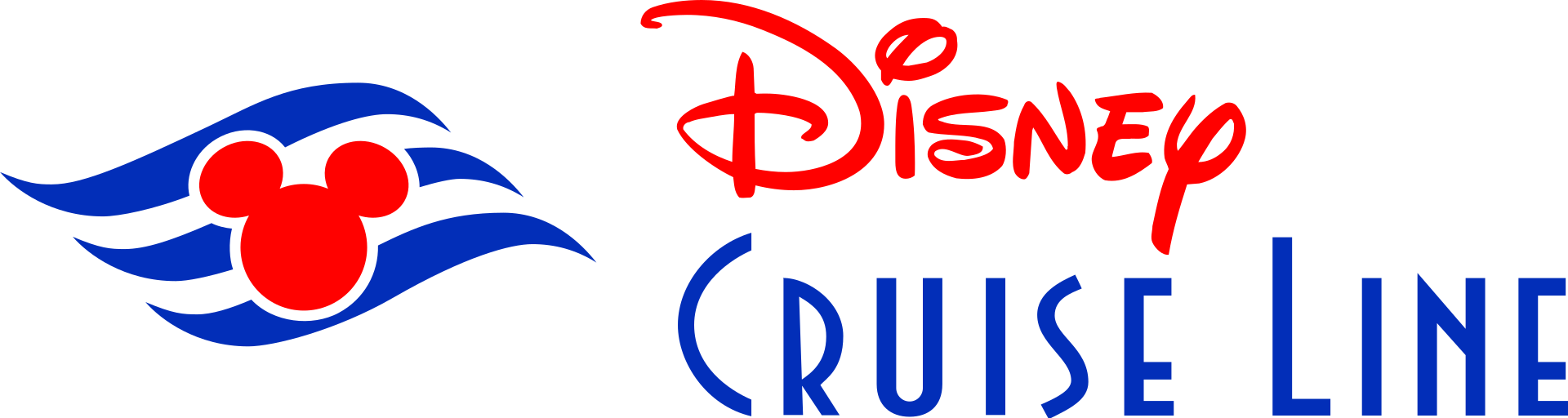 Disney Cruise Line logo featuring a red Mickey Mouse head and blue waves.