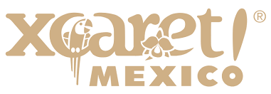 Xcaret Mexico logo with stylized font and decorative elements.