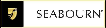 Seabourn logo with a gold sailboat icon on a black background and the word 'SEABORN' in black letters.