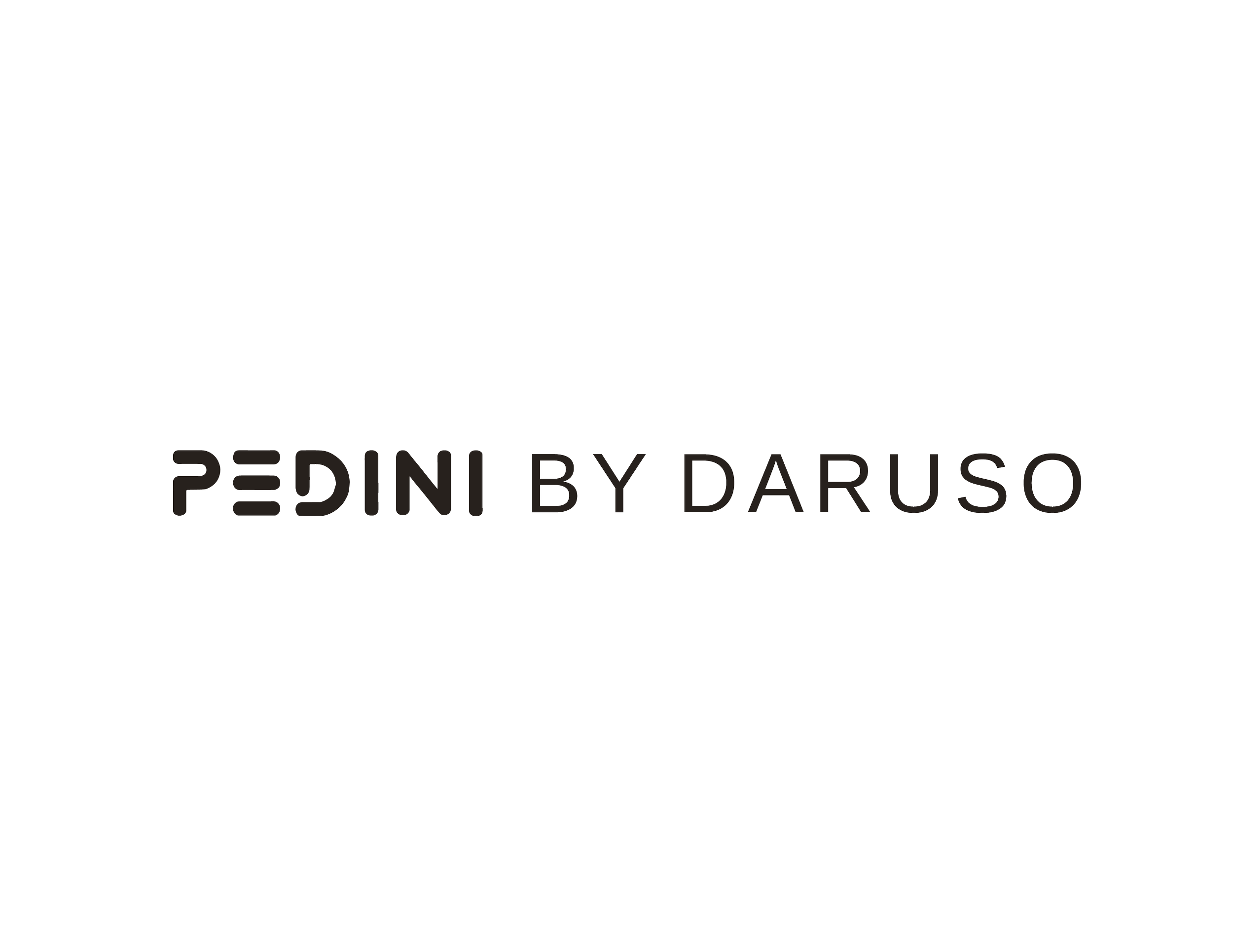 Black background with the text 'PEDINI BY DARUSO' in the center, with 'PEDINI' in bold and stylized font.