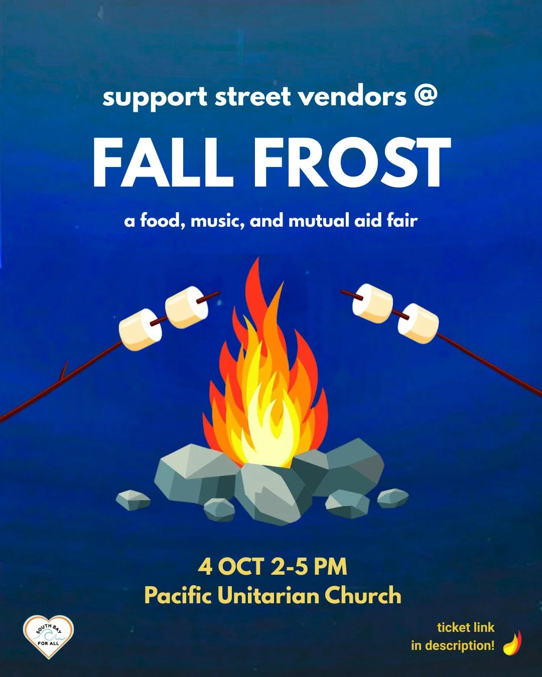 When you-know-who turns up the heat, so do we. South Bay For All invites you to our next event, FALL FROST, 2 - 5 pm on Oct. 4 at Pacific Unitarian Church! Bring your friends and family to RPV for an afternoon of food, music, and activities to raise 