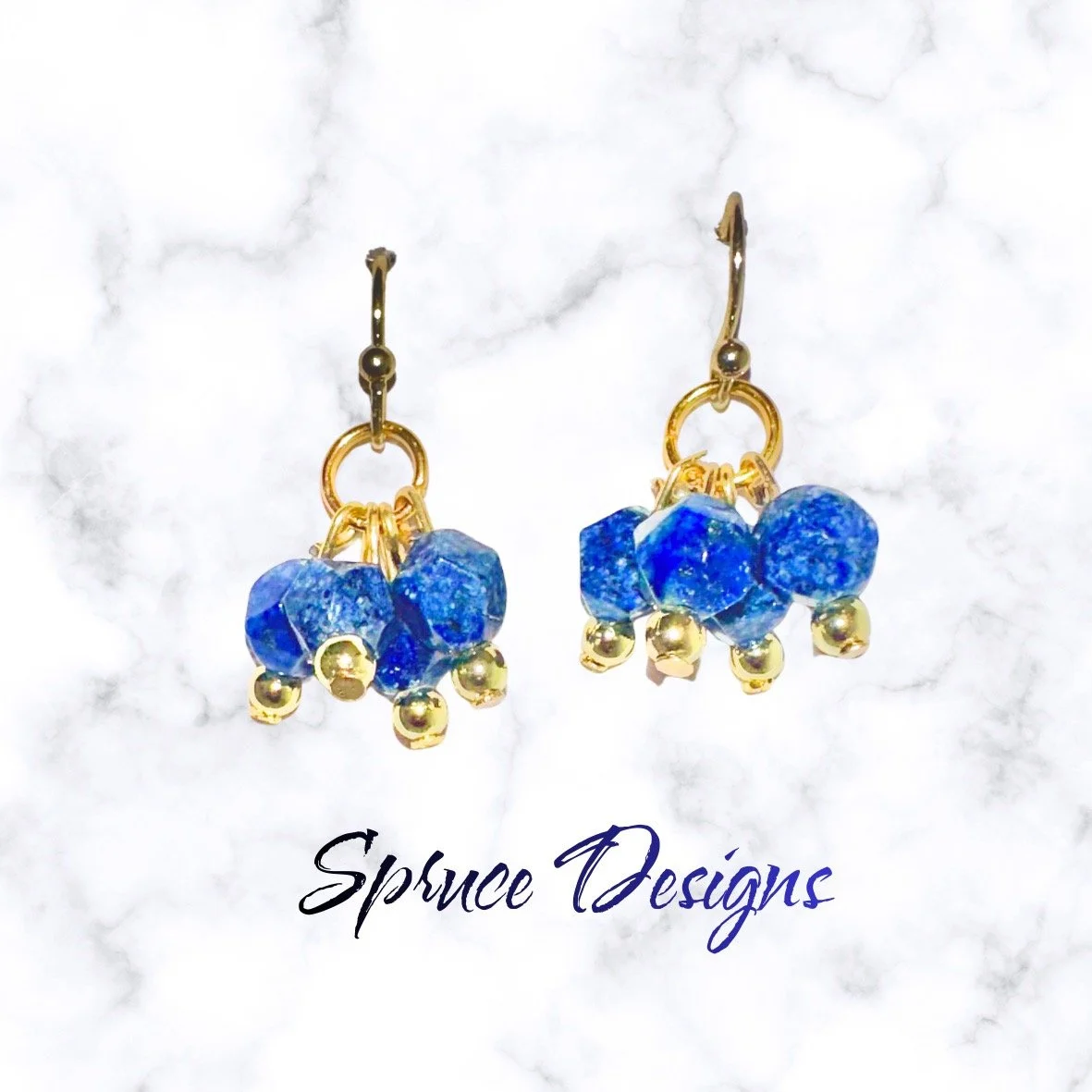 Lapis Lazuli Cluster Earrings