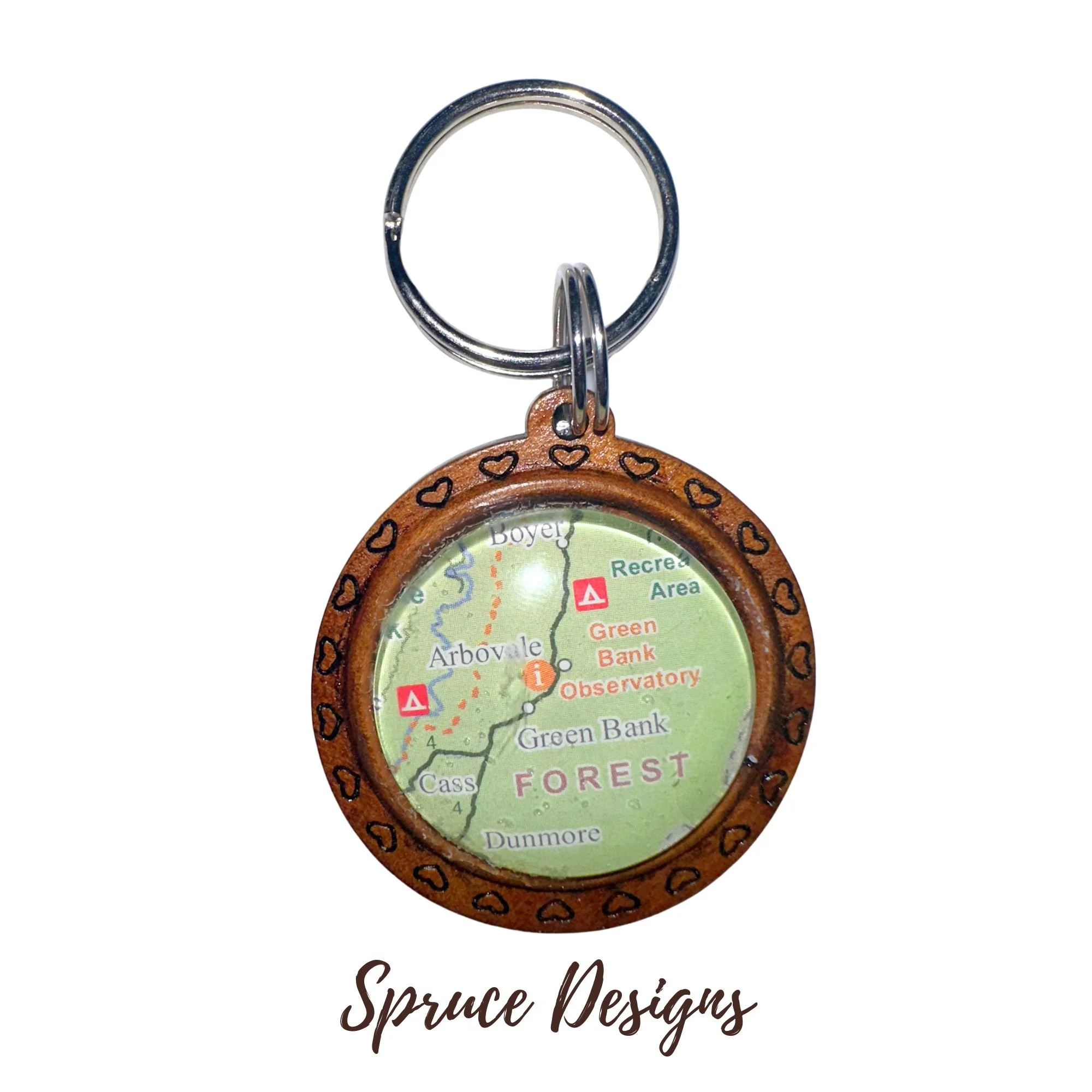 West Virginia Maps Keychain (Greenbank, WV)
