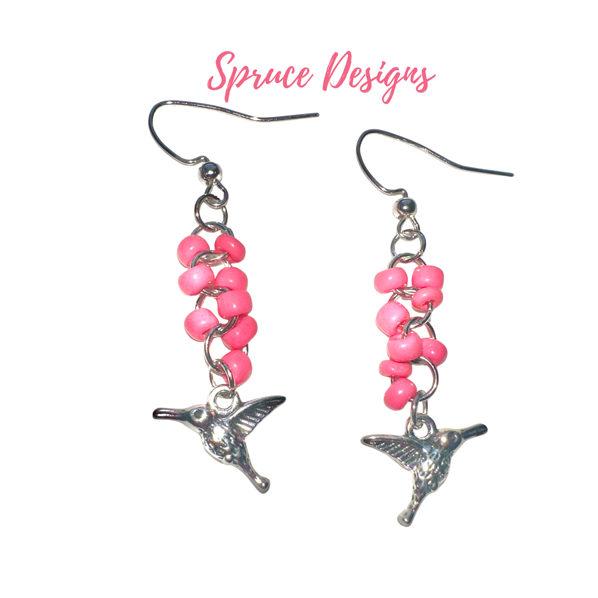 Pink Hummingbird Earrings