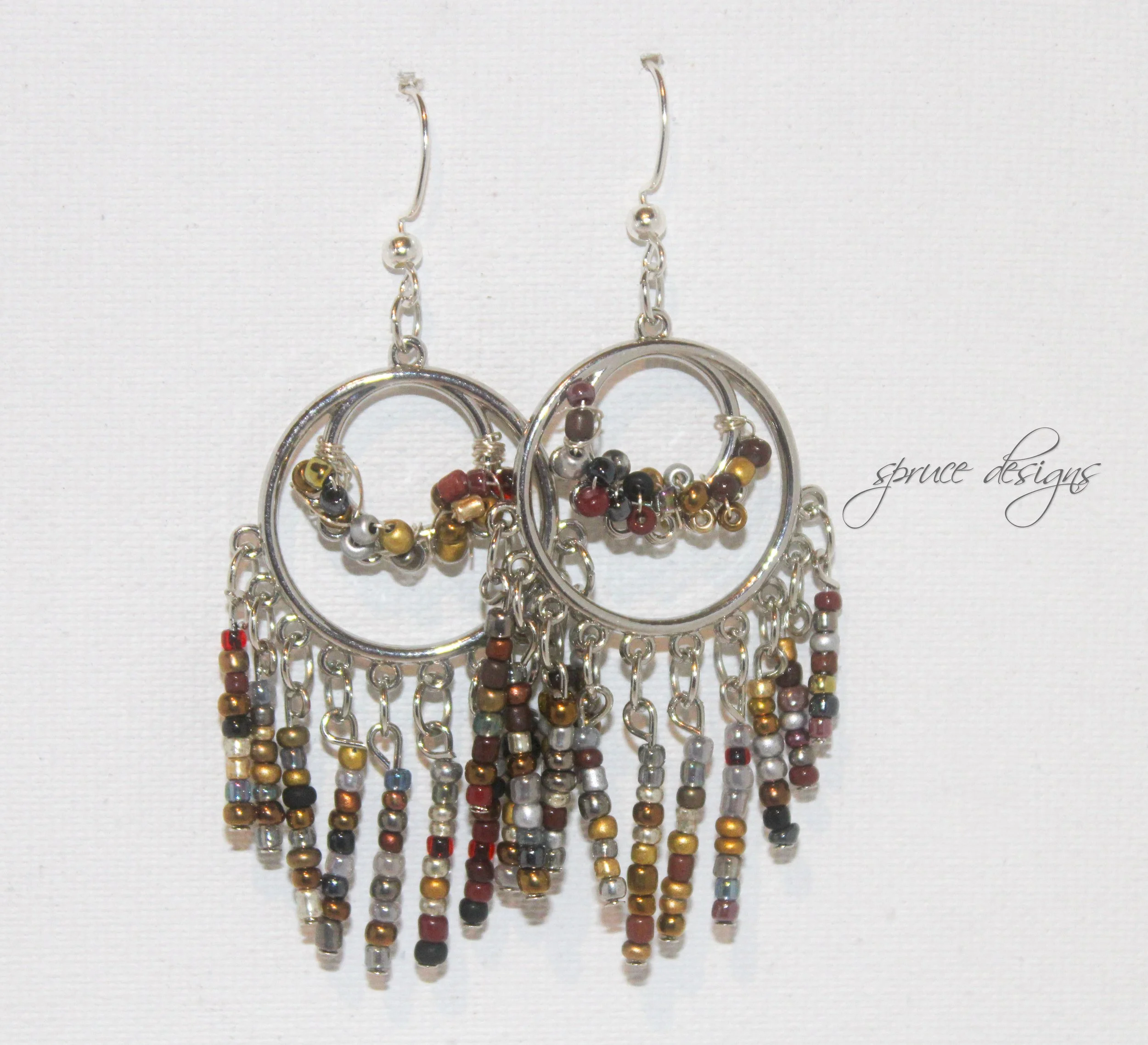Bronze Multibead Chandelier Earrings
