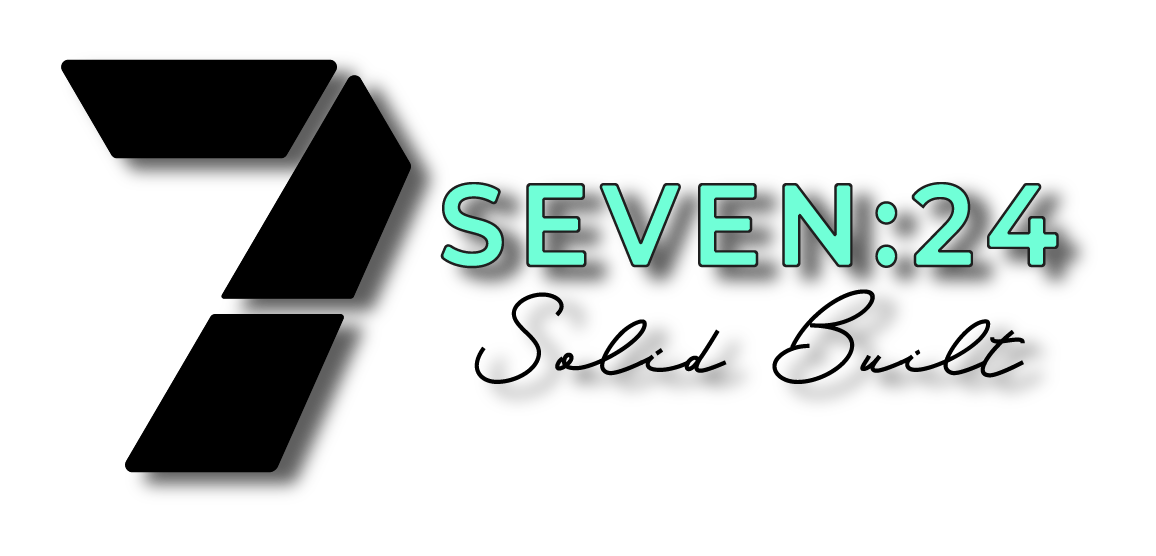 Graphic with text 'Seven:24' in large glowing letters on a black background.