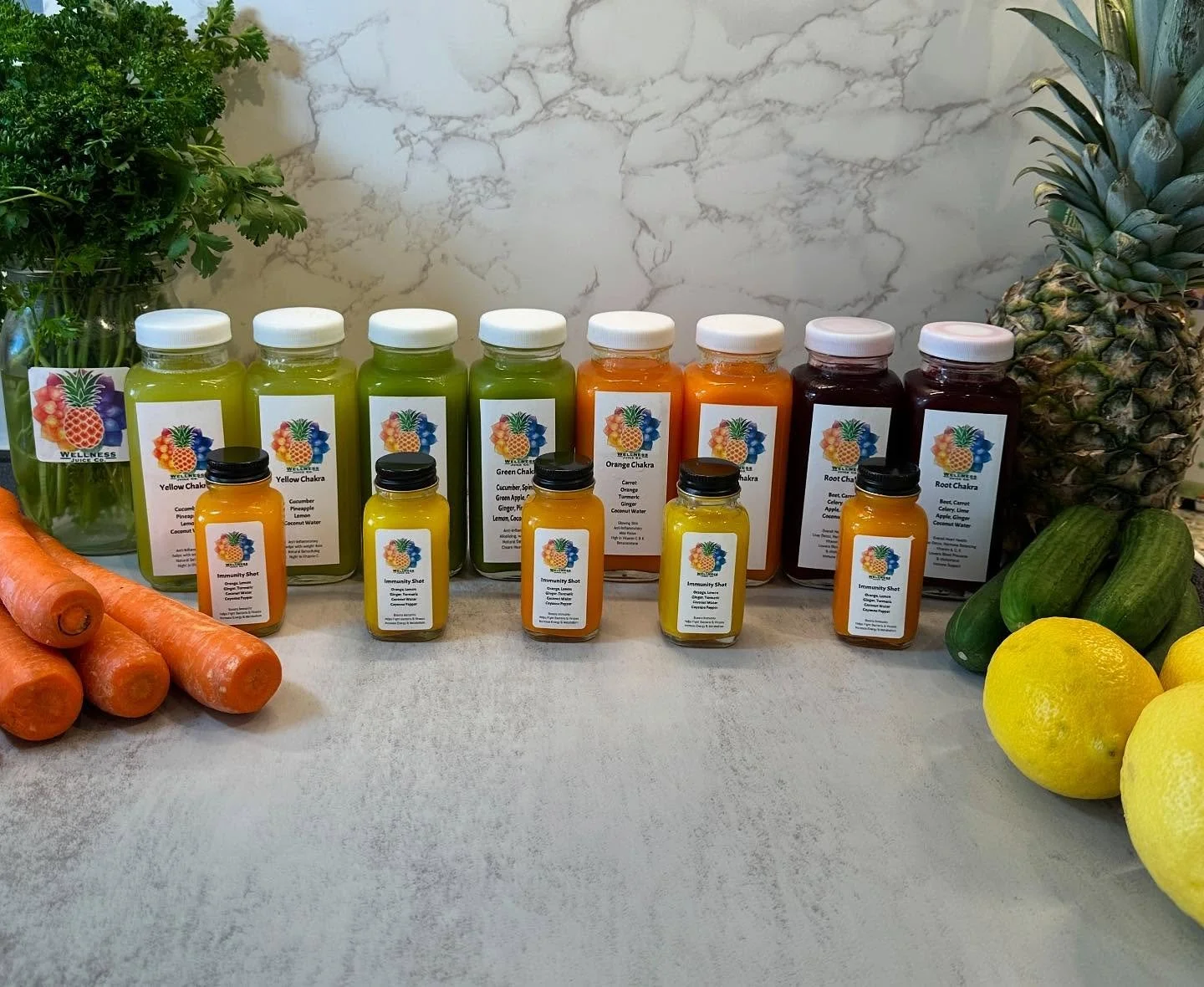 Made exclusively with organic, high-quality ingredients and cold-pressed to preserve nutrient density, live enzymes, and natural alkalinity, our juices are presented in glass bottles to maintain flavor, freshness, and purity. Fresh, vibrant, and avai