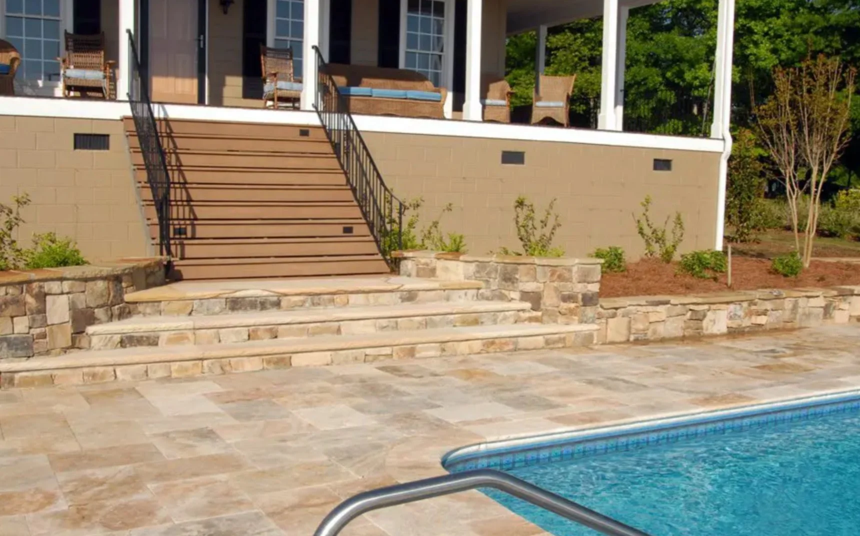 Stone Steps and Seat Wall | Lake Wylie, South Carolina 29710