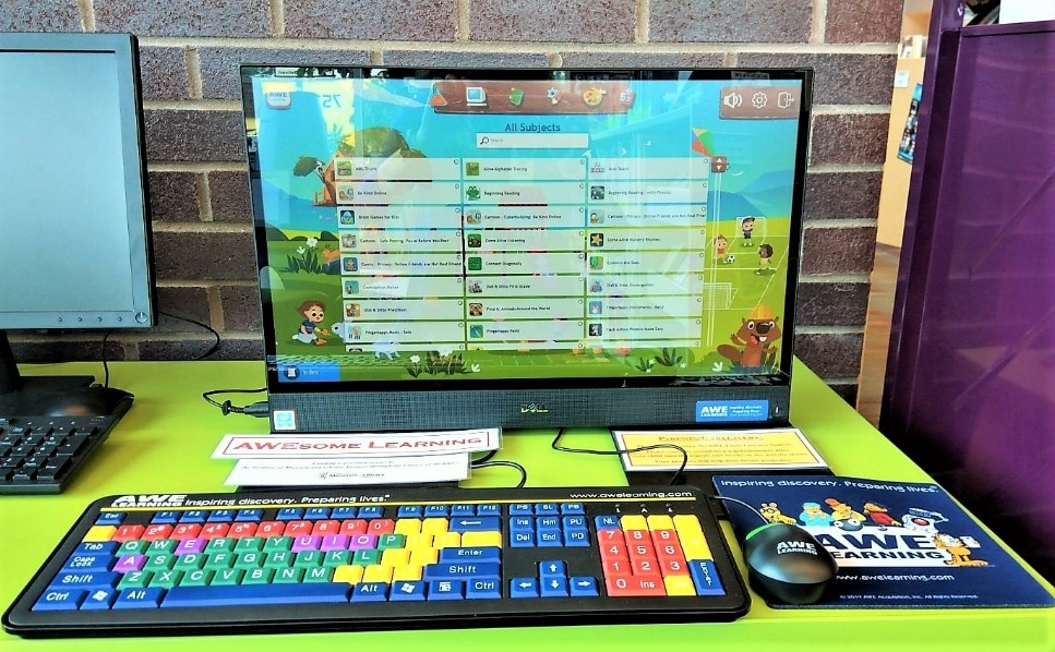AWE Computer for children with ADA accessible keyboard and mouse