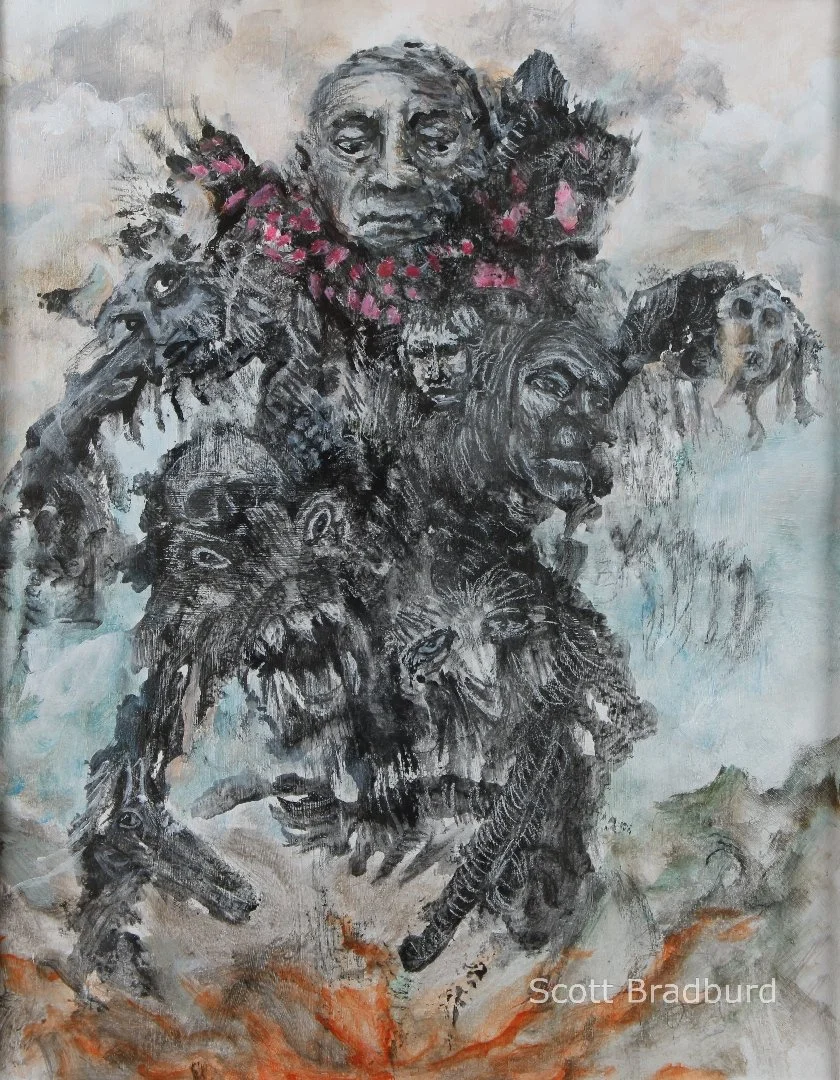 " Soul Searching"  
Ether Gris Series   
14 " x 17"0"   Mixed Media on Paper