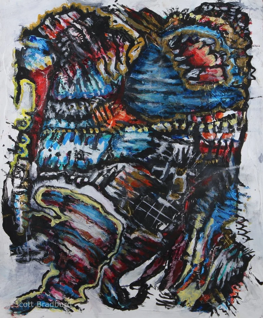 " The Day When Piñatas and Such Whimsies Have Had Enough"
Mixed Media on P:ap;er