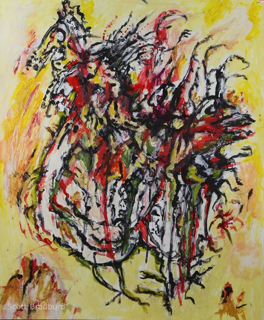 "Psst, Today the Rooster Gets his Due"
Acrylic on Paper