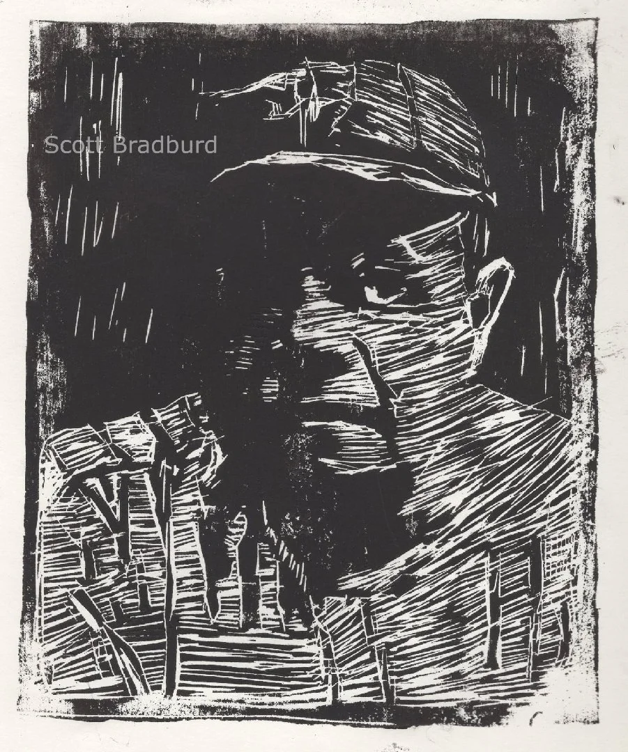 "Babe Ruth is Tired"
8" x 10"
Linoleum Cut