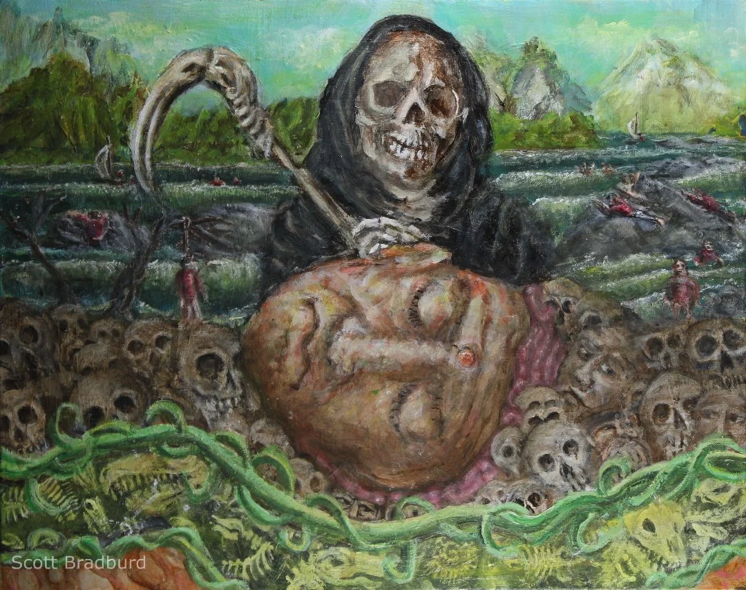 "Stop; Worrying, Epictetus Said You Are But a Small Soul Carrying A Corpse"
"Ether Gris Series
Acrylic on Canvas