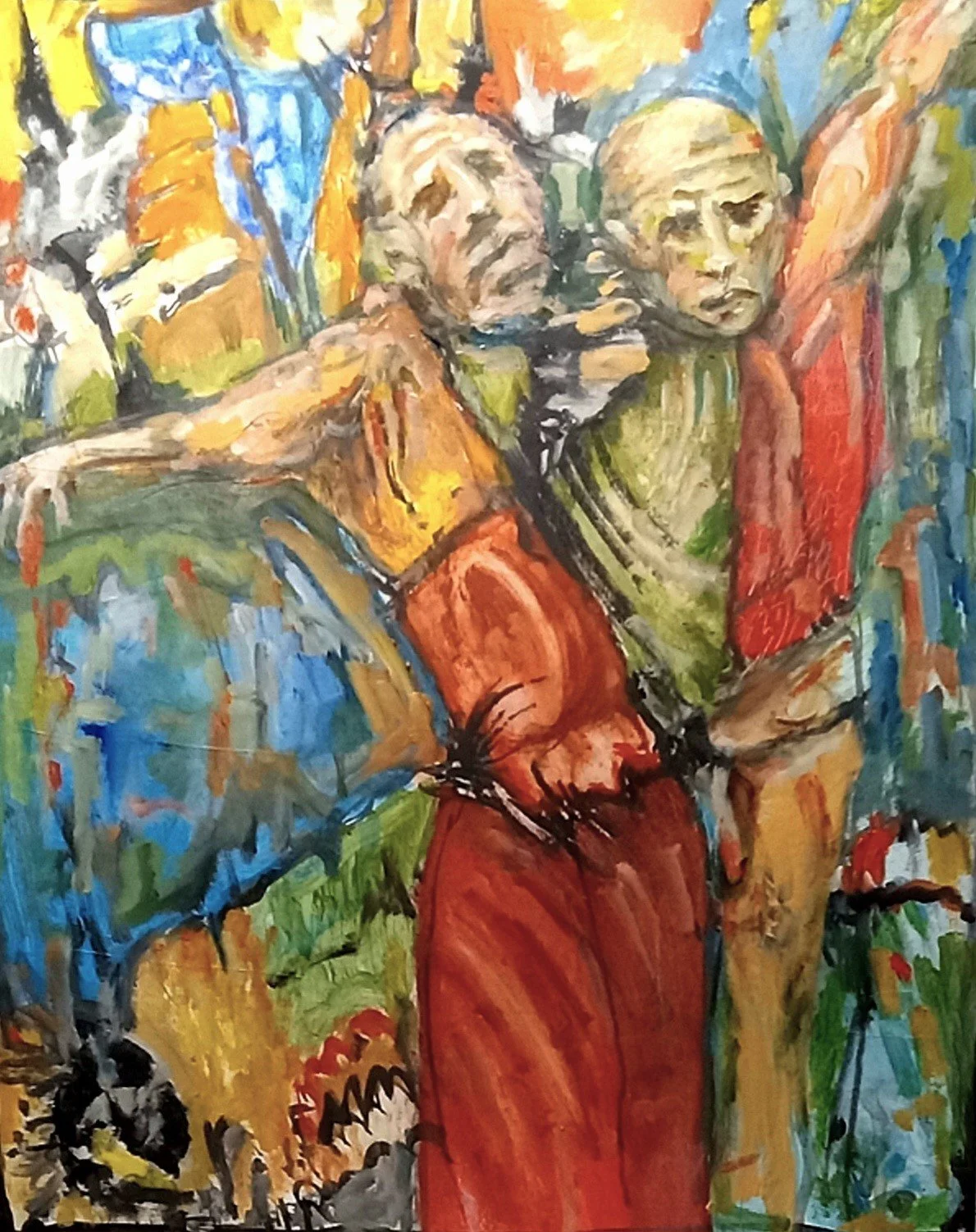 "Bruised, and Bloodied But Not Broken"
14" x 17"
Mixed Media On Paper