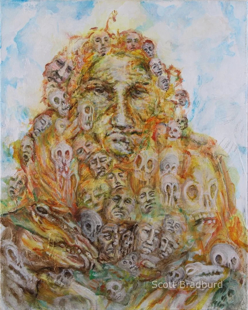 "The Mount from which the Mortar of Empires are Built"
Ether Gris Series
17 x 20"
Mixed Media on Canvas