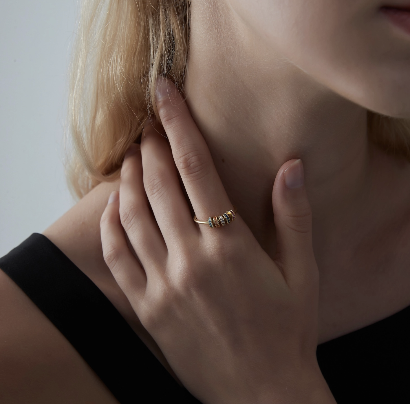 Rainbow Bead Fidget Ring | Gold