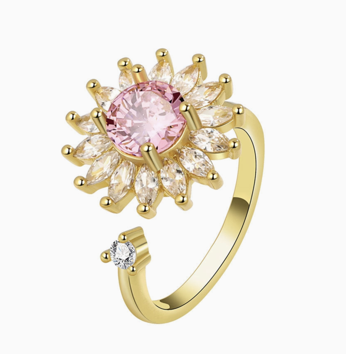 Dainty Sunflower Anxiety Fidget Spinner Ring