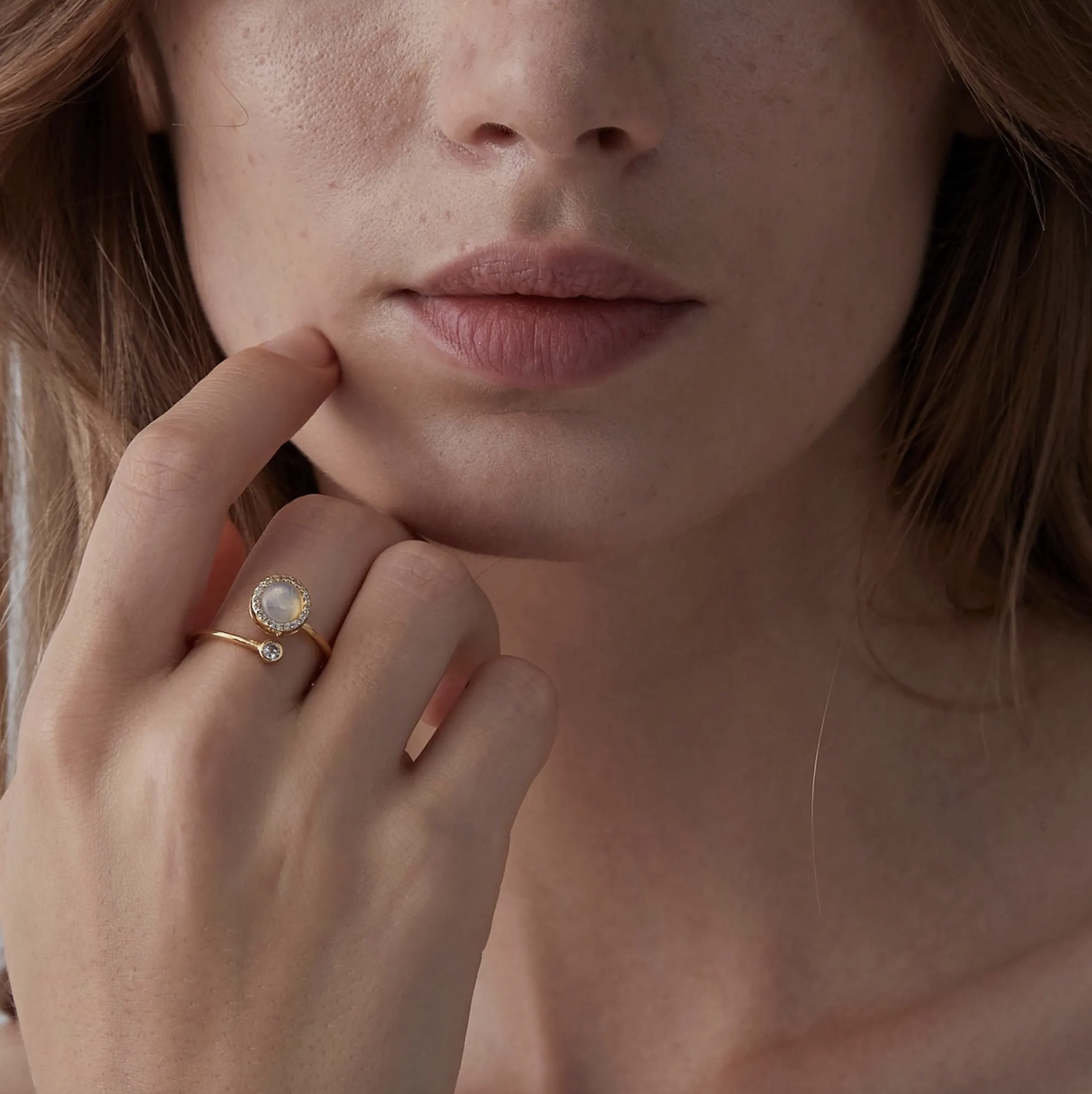 Opal Halo Fidget Ring | Gold