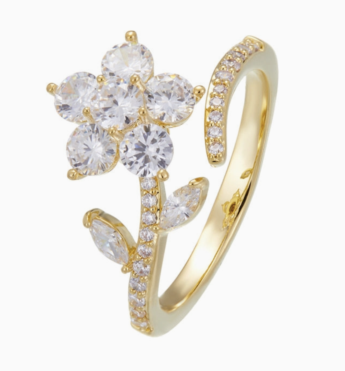Dainty Flower Anxiety Fidget Spinner Ring | Gold