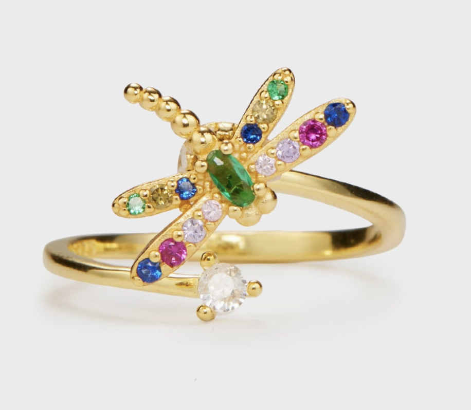 Dragonfly Anxiety Fidget Spinner Ring | Gold