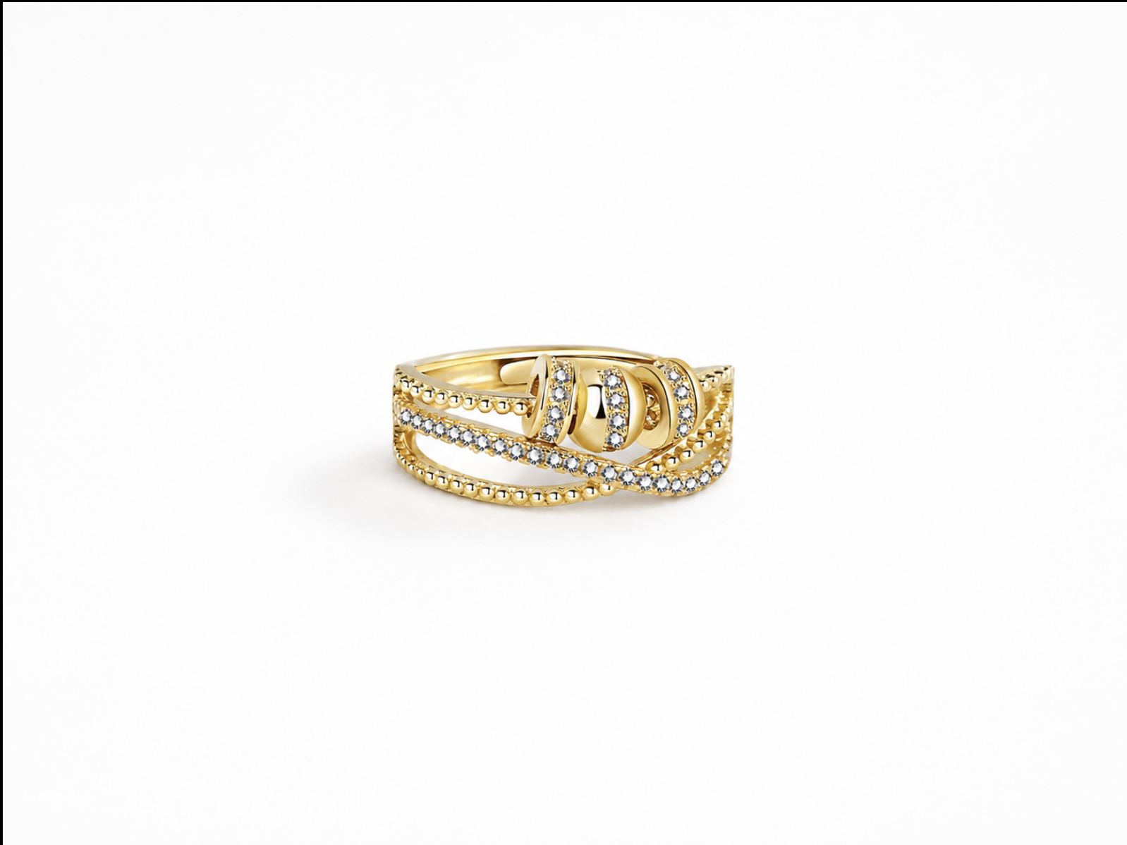 Three Row Bead Anxiety Fidget Ring | Gold