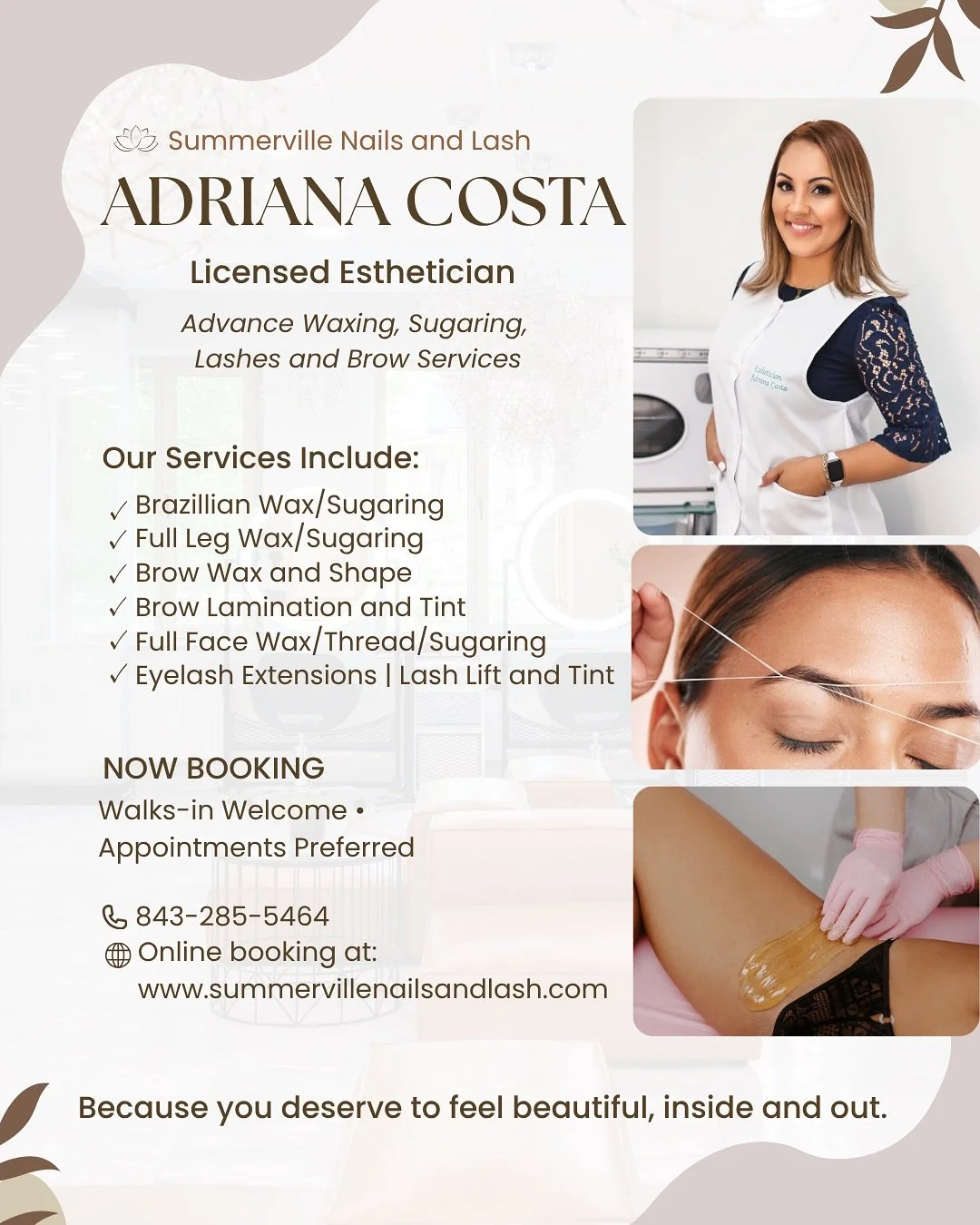 Now booking with Adriana 
#lashes 
#brows 
#waxing
#summerville 
#charleston
