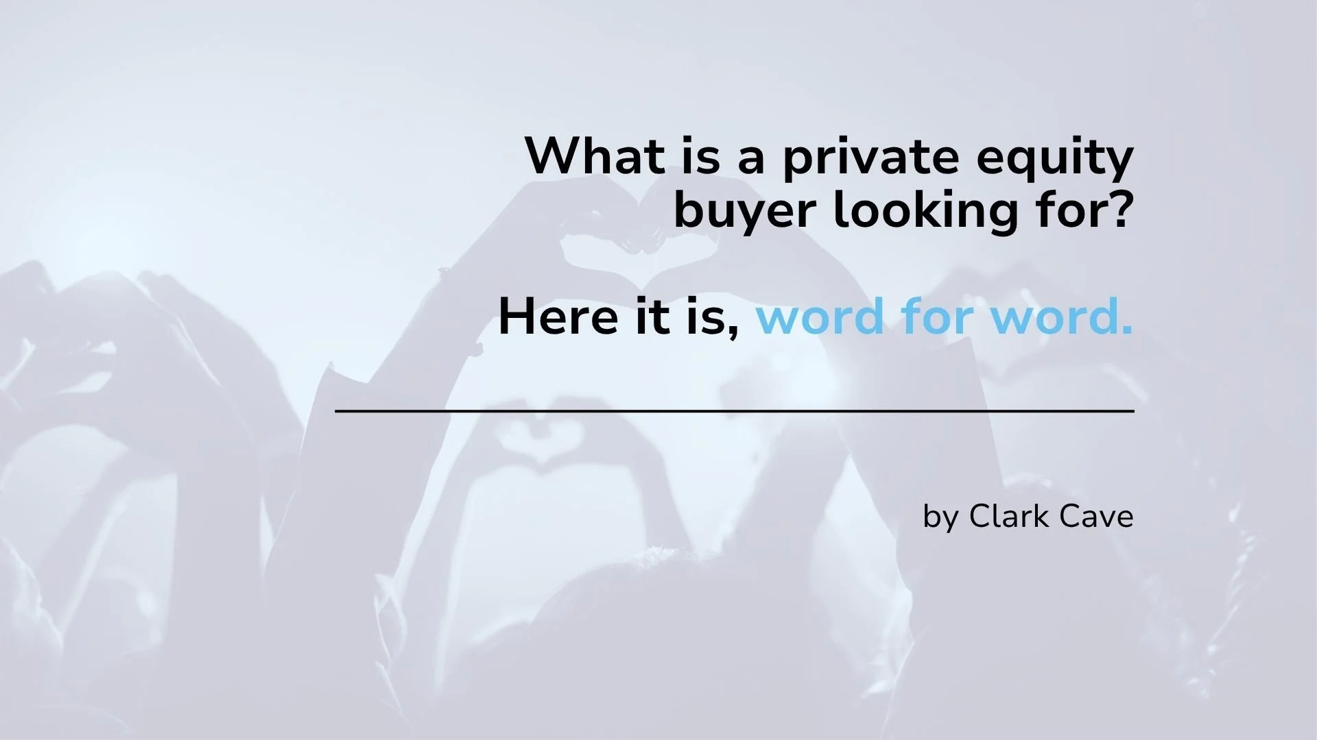 What is a private equity buyer looking for?