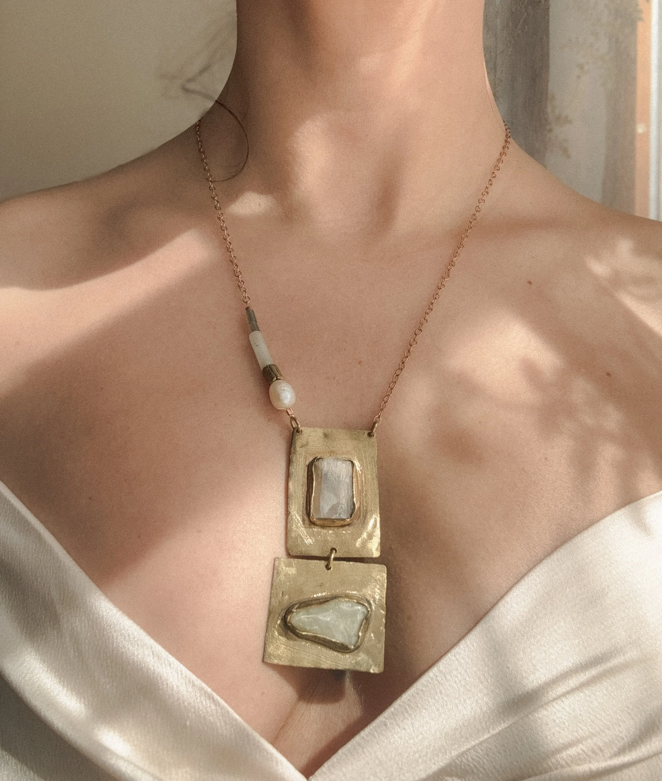 Layered Moonstone & Aventurine Necklace