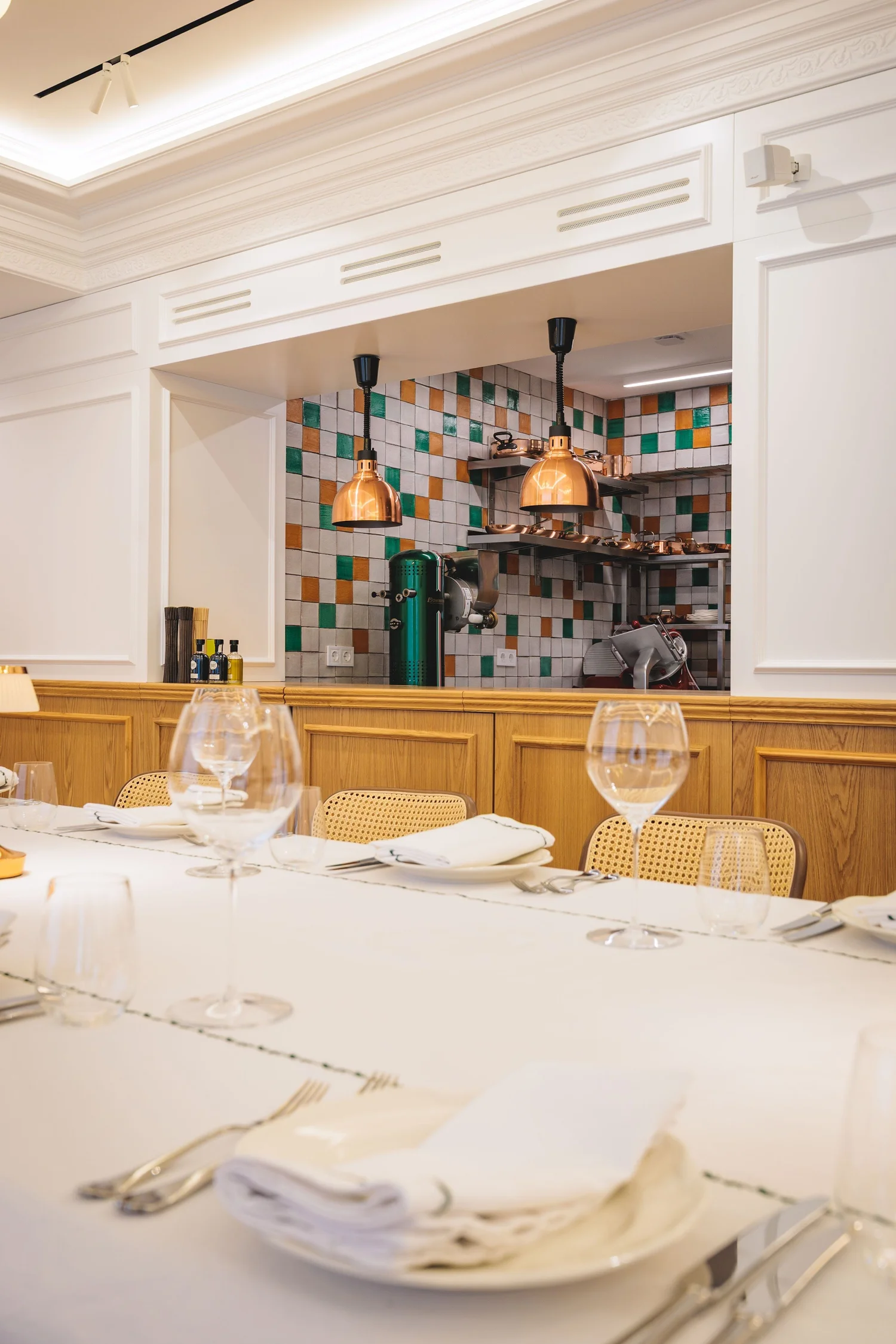 Wine glasses and table setting