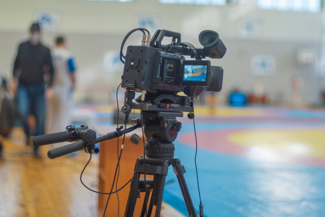 Video camera recording sports game