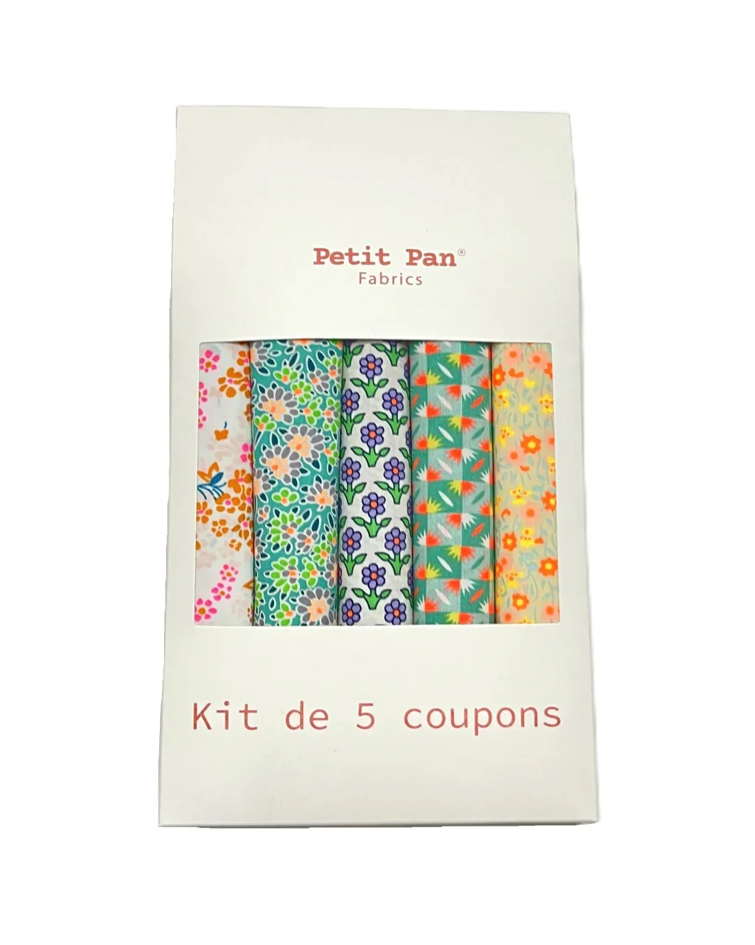 Petit Pan - Set of 5 Calendula green cotton poplin fabric coupons.webp