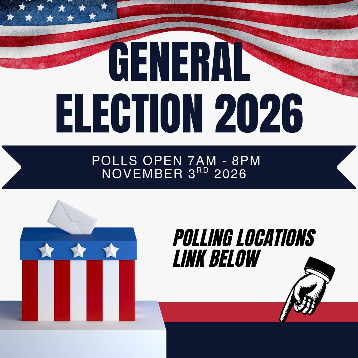 American Flag Patriotic General Election Polling Location Link for Pennsylvania