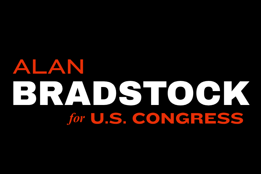 Campaign sign for Alan Bradstock running for U.S. Congress with a black background, displaying his name in large white and red text.
Midterm Congressional Candidate for Pennsylvania's 14th District.