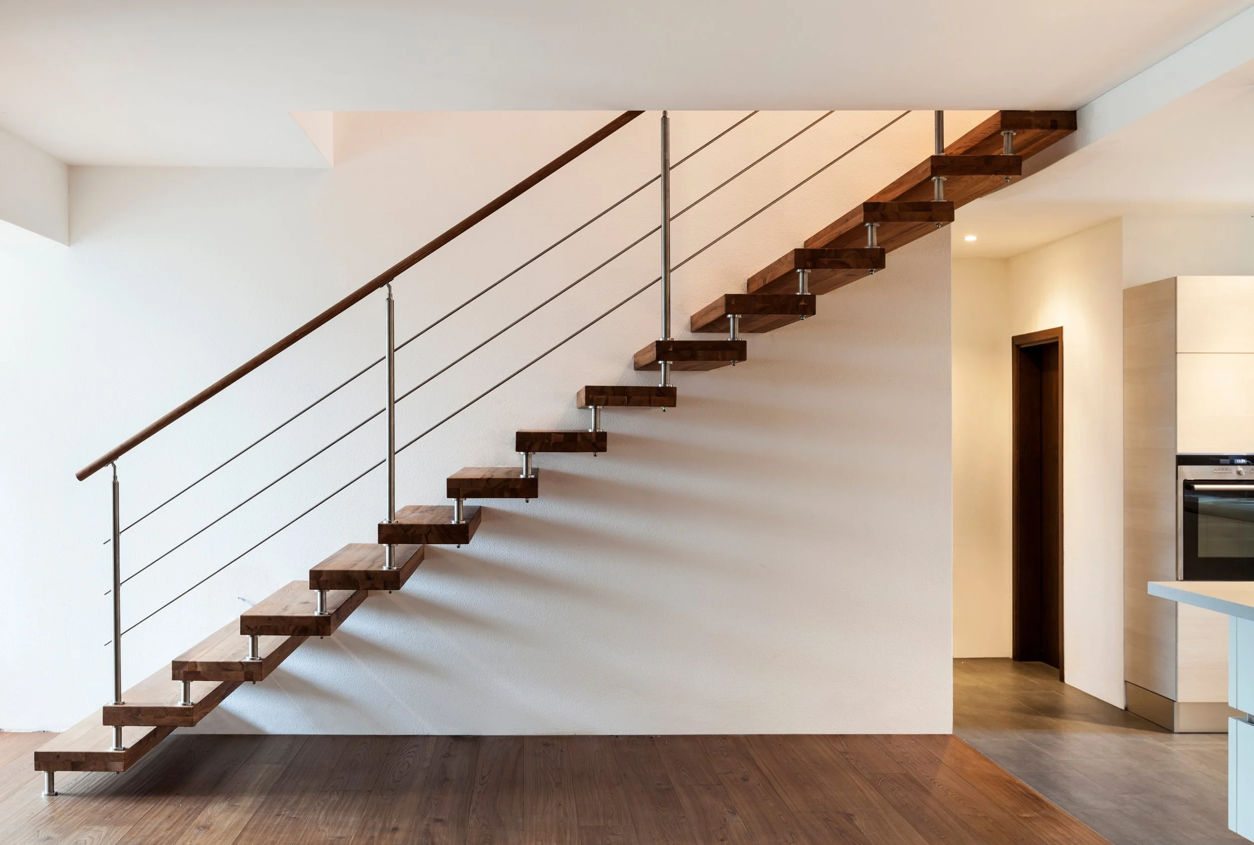 Modern staircase, wood step, modern homes
