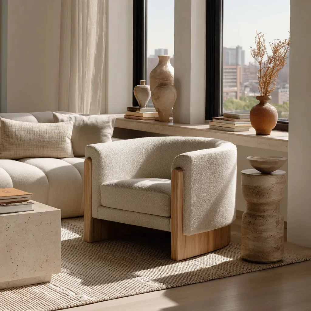 Interior design meeting with fabric samples, color palettes, and design sketches on a wooden table.