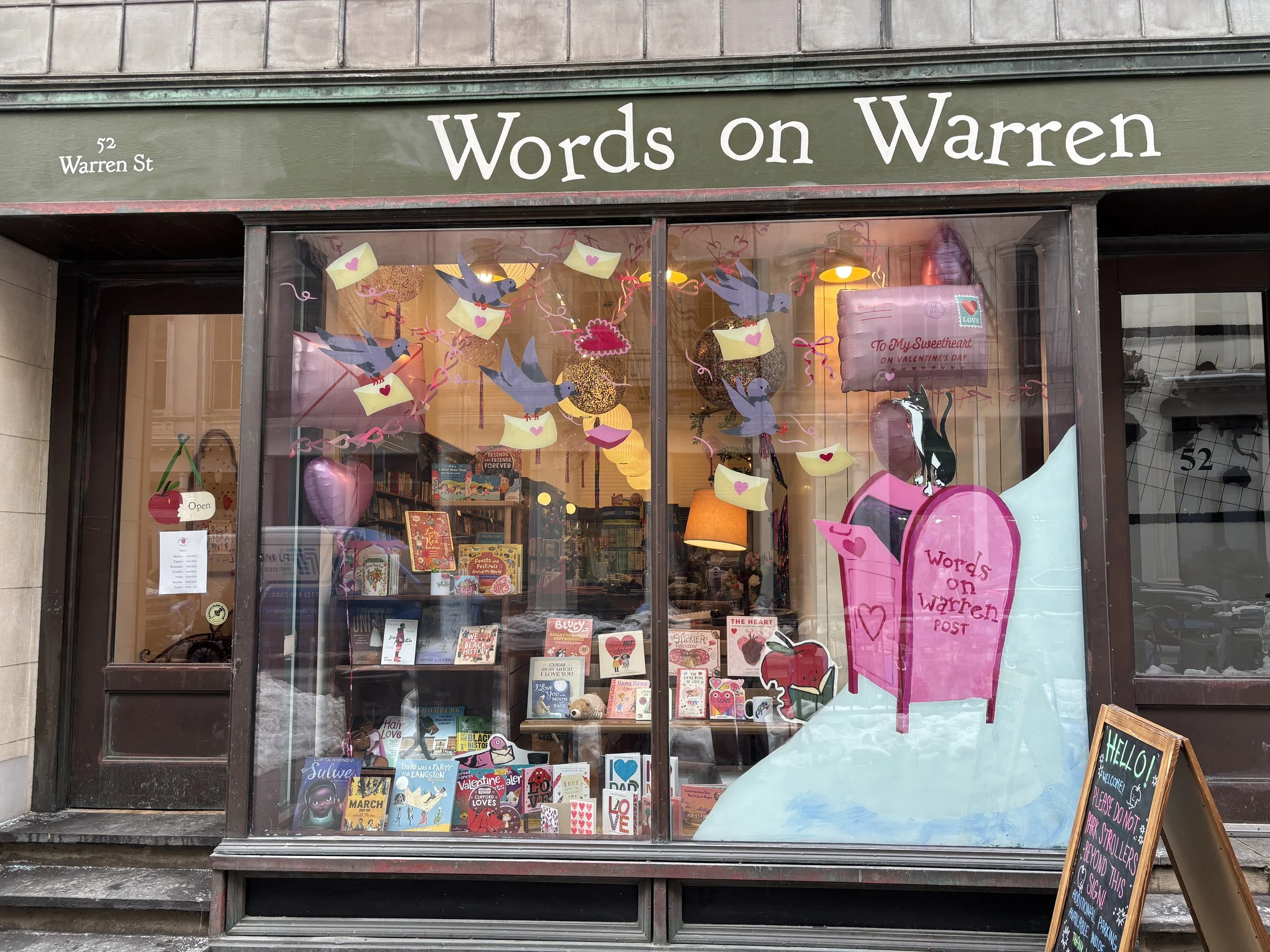 Words on Warren Valentine's Day Window